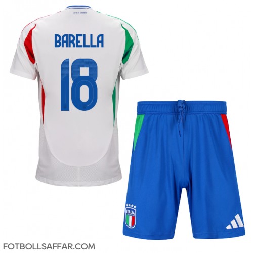 Italien Nicolo Barella #18 Bortadräkt Barn EM 2024 Kortärmad (+ Korta byxor)